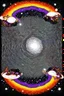 Placeholder: Champagne supernova in the sky; Surreal celestial black and white optical art with cosmic and planetary elements in a swirling color palette of matisse