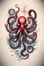Placeholder: Create a captivating modern 2d colorfull ink tattoo design for print , prestigious (Japanese Octopus) using the elegant influences of japan art style, for print, dynamic elements from fashion and design, and bold Japanese contemporary art aesthetics, framing centered in the center, distanced from the edges of the paper perimeter, perfect anatomy, bauhaus, Divine Proportion,