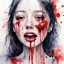 Placeholder: girl crying blood, watercolor illustration by <agnes cecile> ,