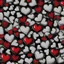 Placeholder: a lot of real!!!! hearts in zip lock bag, realistic style, black background,