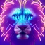 Placeholder: A beautiful portrait of a cyborg lion blue neon color scheme, high key lighting, volumetric light high details psychedelic background