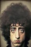 Placeholder: Bob Dylan face with big eyes and fathered hair