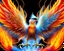 Placeholder: highly detailed illustration of a phoenix, phoenix bird wallpaper, one icy wing and one flaming wing, fire and ice phoenix, soft and smooth glowing wings, lightning wings, ethereal fantasy, macro lens, studio lighting, soft smooth blurred mist background, intricately detailed, intricately beautiful patterns on wings and bosom, smooth glowing shiny feathers, sharp focus, trending on artstation, unreal engine, 8k