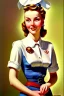 Placeholder: housewife, 1940s painting, cute, beautiful, wholesome