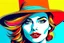 Placeholder: beautiful woman in hat in pop art style