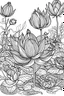 Placeholder: Black and White Coloring Book Page ,Lavande de lotus Coloring Book, Full White, Lavande de lotus, White Background,Variety Lavande de lotus patterns, clean calligraphy, drawing style, calligraphy,use outline only