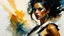 Placeholder: portrait of a woman warrior, fist :: Robert McGinnis + Jeremy Mann + Karn Griffiths + Leonid Afremov, clear contours, detailed