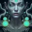 Placeholder: portrait of a modern style city priestess, silver obsidian influence, emerald lightning style, fractal anthracite sulfur face paint injection in multispiral complex patterns, piezoluminescent amber background details, liquid swirled coal background, gorgeous face, flawless, photorealistic, hypermaximalist, large detailed eyes, award-winning digital artwork, perfect moment, vibrant, highly detailed, cinematic, UHD, hyperrealism painting, design matte painting, digital render, digital painting, ex