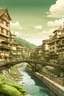 Placeholder: Create a landscape of the town of Genova in japanese Manga style