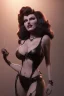 Placeholder: Rita Hayworth as evil queen in black leather, busty, cleavage, curvy, angry, stern look. character design by cory loftis, fenghua zhong, ryohei hase, ismail inceoglu and ruan jia. unreal engine 5, artistic lighting, highly detailed, photorealistic, fantasy