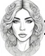 Placeholder: outline art for a beautiful woman face, coloring page, white background, sketch style, only use outline, Mandala style, clean line art, white background, no shadows and clear and well outlined