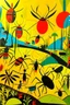 Placeholder: A yellow heavenly light field with insects painted by Stuart Davis