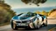 Placeholder: A sleek with livery (((BMW Chironz))), its contours and details perfectly captured in a (((cinematic view))), zipping along a winding road under a beautiful blue fresh morning sky
