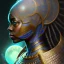 Placeholder: sango fantasy, fantasy magic, intricate, sharp focus, illustration, highly detailed, digital painting, concept art, matte, artgerm and paul lewin and kehinde wiley, masterpiece Asian black panther Egyptian silver space lady space moon galaxy