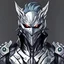 Placeholder: Logo silver skinned anime Dragman cyberpunk with dragon mask in his eyes