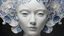 Placeholder: a woman made out of porcelain, in the style of balanced symmetry, white and blue, detailed facial features, organic forms, meticulous portraiture, complex patterns --ar 1:2 --stylize 350 --c 2 --v 6. 0