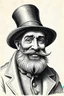 Placeholder: XIXth century engraving showing a character in a Honoré Daumier's style, happy, wearing a hat and a beard