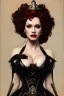 Placeholder: painting of christina hendricks as evil queen in black leather, feminie, angry, strong, volouptous, busty, cleavage, emperious, mature, highly detailed, digital painting, artstation, concept art, smooth, sharp focus, illustration, art by gaston bussiere and alphonse mucha