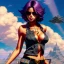 Placeholder: Boobs revy black lagoon, purple hair, black tank top, jean shorts, tribal sleeve left arm, portrait shinkai makoto, studio ghibli, studio key, madhouse anime studio, artgerm, lau rossdraws james jean marc simonetti pixiv