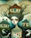 Placeholder: Intricately textured Amanda Clark, Catrin Welz-Stein, Zdzisław Beksiński and Dee Nickerson style mix, iridescent pastel colours; "Whimsical, bizarre, twisted, bending house on a flowering meadow, branches growing from roof, fences, many sheep," watercolor painting, meticulous detail with fine pen strokes, intricate patterns, fantasy landscape elements, fractals, dreamlike atmosphere, imaginative composition, artistic interpretation by SK, intricate linework, organic textures, sunny lighting.