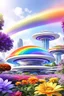 Placeholder: colors, very beautiful, ,flowers, garden,rainbow, cité futuriste ultra moderne, ufos