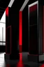 Placeholder: speaker, form inspired by merdeka 118 tower, architecture form, modern design style and black and red color