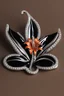 Placeholder: Black tie with silver brooch in the shape of an orange tiger lily flower