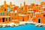 Placeholder: An orange colored Greek coastal town designed in Ica stones painted by Stuart Davis