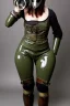 Placeholder: Steam-punk style random-mask. Large fencing mask covers chin and cheeks. Hot girls. Reflective surface on face, full coverage, reflective. Camera lenses ball eyes. Head full of integrated old-fashioned cameras and phone. Army green surfaces body, latex. Perfect body, thick thighs and calves. Asa Akira's body. Wide hip, skirt bleats nicely. Partly symmetrical. Straitjacket. Rusty and decayed background. Steam-plunge air-bottles. Euclidean 3D-tiling walls. surrealistic. Oppressive atmosphe