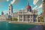 Placeholder: City hall harbour ,Vignola classicism ,palladio,uphill road building ,Various colourful city,A beautiful,liveable street with beautiful Human scaled,mid raise building,green building,plants,tree,stairs,detailed facades,Eye level,hyperrealistic,photorealistic,4k