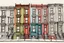 Placeholder: beautiful pen and ink illustration of a cute brooklyn neighborhood, minimalist, colored