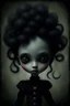 Placeholder: MJ P: 3D-rendered painting portrait freak in the style of Tim Burton and art style dark-fantasy Nicoletta Ceccoli style the image features a character from a dark fantasy, otherworldly charm with exaggerated features