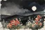 Placeholder: Night, flowers, spring, gothic horror influence, mountains, winslow homer watercolor paintings