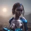 Placeholder: portrait,beautiful african robotic sirene, post-apocalyptic in a cyberpunk city, realistic, intriacte detail, sci-fi fantasy style, volumetric lighting, particales,highly detailed,cinematic, deep blue.