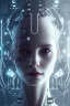 Placeholder: cyberpunk, head, women, portrai, cry, tron, cyborg, robot, cyborg, white hair, seven , perfekt, real, dream, hr giger