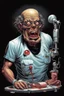 Placeholder: Science experiment Horror surgeon by Richard Corben, Todd Schorr, T-Shirt Design, Black Background