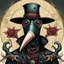 Placeholder: Surreal plague Doctor, by Jason Limon, surreal design, style by Jason Limon, strange, color ink illustration, sharp focus, eerie, artistic