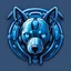 Placeholder: a a blue logo that looks like the cyborg dog