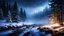 Placeholder: fir forrest scenery, heavy mist,valley,creek,forest,christmas ,tree,,nature,night,snow,fir tree,high-quality photograph,zeiss prime lens, bokeh , high detail, smooth render, unreal engine 5, dust effect, vivid colors,night