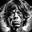 Placeholder: Double exposure high quality ((Replica of the "Tattoo You" Rolling Stones album cover art)) (Black ink Illustration head and shoulders b/w portrait of a 35 year-old Mick_Jagger with slick styled-back hair, three quarters angle, detailed precise maori tattoo all over his face), ((union jack matte background sky)) precise rendering, architectural drafting Modifiers: naive art whimsical