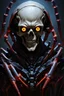 Placeholder: Death warmed over is a half flesh half machine version of the grim reapler with 8 spider like eyes and a central eye to see everying else.