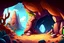 Placeholder: cartoon magic cave landscape realistic cartoon style