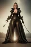 Placeholder: Kate Winslet as evil queen in black leather gown, cleavage, angry, dominaneering, stern look unreal 5, octane render,cinema4d, dynamic lighting, dramatic lighting, 4k, redshift render, highly detailed, hyper realistic