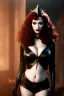 Placeholder: christina hendricks as evil queen in black leather, angry, stern look, volumetric lighting, particales,highly detailed,cinematic, deep colours,8