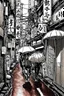 Placeholder: Tokyo alleys, line arts, rain