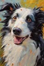 Placeholder: Border collie portrait impasto impressionist expressionism impasto oil painting