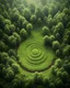 Placeholder: Green land soil with trees in the middle of a forest for design