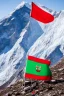 Placeholder: a hungarian flag (red-white-green) on the summit of mount everest by Jean Baptiste Monge in sunshine