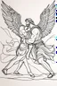 Placeholder: this drawing consists of a single line [la ligne Claire: drawn with a Sharpie marker] the general shape of Jacob wrestling with angel