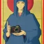 Placeholder: patron of photographers. holding a camera in hands. orthodox icon with saint photographer. Cyrillic inscriptions. hyperdetailed, Alphonse Mucha, Zdzisław Beksiński, poster, illustration, ink, oil on canvas, 18th century atlas